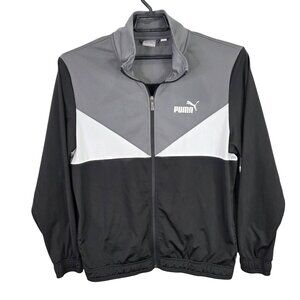 Mens Puma Black & Gray Color Block Full Zip Track Jacket 100% Polyester Size L